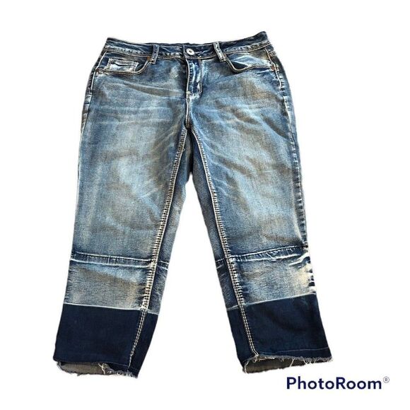 Denim - JW Women Size 8 Jean Acid Wash Patch Capris 5 Pocket Design Casual Wear Jeans